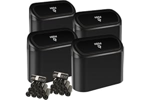 MUXHEL 4PCS Mini Car Bin, Mini Bin for Car Rubbish Bin with Lid & 300 Trash Bag, Small Car Trash Can Plastic Car Bins for Car Tidy