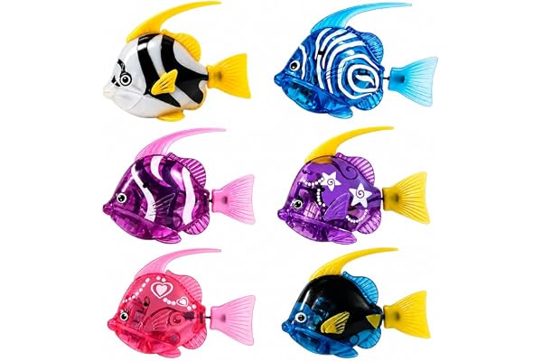 XPJBKC 6-pack Robo Fish, glödande elektriska fiskar med ljus | Återanvändbar Robotbadfisk, fiskformade leksaker för katter, pooler, husdjur och barn