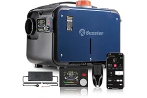 ‎SUNSTER Sunster 8kW Luft Dieselheizung, 12V/24V DC & 240V AC Diesel Standheizung 0,12–0,45 L/h mit Bluetooth APP & Adapter, Automatik-Start-Stopp, Tragbare Dieselheizung für LKW Transporter Wohnmobil