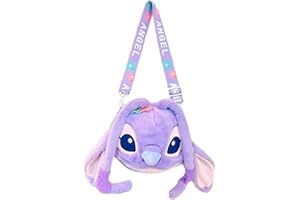SYKEROUT Borsa a tracolla in peluche Lilo e Stitch，Borsa a Tracolla per Ragazze e Donne Portafoglio per bambini Borsa a mano in peluche Borsa a tracolla carina Ragazze Regalo di compleanno per bambini Viola