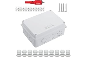 DAZZTIME Puszka rozgałęźna IP65, wodoszczelna, IP65, wodoszczelna, natynkowa, skrzynka rozgałęźna ABS, duża, puszka rozgałęźna podtynkowa do wilgotnych pomieszczeń, puszka rozdzielcza (150 x 110 x 70 mm)