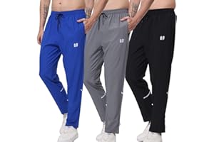 Hpbygstae Pantaloni sportivi da uomo, tasche elasticizzate con cerniera, per jogging e corsa, confezione da 3