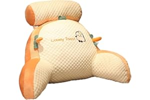 ChicSoleil Reading Pillow, Chill Wave Kissen, Plüsch rückenkissen mit armlehnen, mit Abnehmbarer Nackenrolle & höherem Stützarm - Rückenstütze Beim Lesen oder für Videospiele(Toast 60 * 45cm)