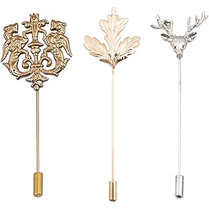 VIBHAVARI Gold Brooch Lapel Pin for Men, Combo Pack of 3