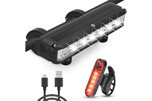 Grixz Juego de Luces LED para Bicicleta, Juego de Luces Delanteras + traseras, USB Recargables Tipo C, iluminación de Bicicleta IPX6, luz de Agua