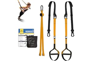 RHINOSPORT Allenamento Sospensione Sling Trainer Set per Allenamento con Sistema di Ancoraggio per Porta, Regolabile, per Fitness, a casa, in Viaggio e per l'allenamento in Interni ed Esterni
