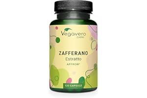 ZAFFERANO Vegavero ® | Con 3% Safranale e 2% Crocina | Affron®: Crocus sativus spagnolo | 120 capsule | Calmante e rilassante naturale per il buon umore | Vegan