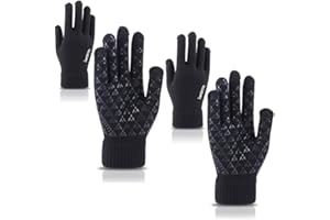 WYMAODAN 2 paires de gants chauds, gants tricotés à écran tactile, avec design antidérapant pour femmes et hommes accessoires de plein air
