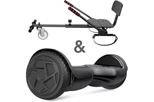 SISIGAD Hoverboard go Kart Seat, 6.5" Self Balancing Hoverboard Hoverkart with LED Lights and Bluetooth Speaker, Hoverboard Go Kart Bundle for Kids