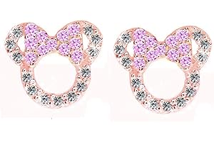 Kaguyo Boucles d'oreilles en argent sterling pour femmes, argent sterling pavé d'améthyste vert bleu rouge zircone mignonne souris boucles d'oreilles pour femmes filles enfants