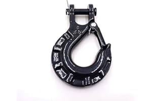 MEIJEEGU Winch Hook 3/8",Heavy Duty geschmiedeter Stahl Grade 70 Sicherheitsriegel Winch Hook Clevis Slip Hook mit Sicherheitsriegel Max 35,000 lbs für Winch Rope, ATV, UTV, Off Road Vehicle (Schwarz)