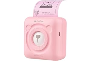 Bisofice A6 Mini Photo Printer, Mini Pocket Thermal Printer Wireless BT Picture Photo Label Memo Receipt Paper Printer AR Photo Function with USB Cable for Android iOS Smartphone Windows, Pink