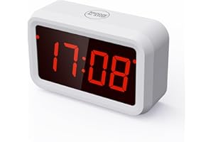 KWANWA Allarme LCD automatico con display LED, funzionamento a batteria, grandi cifre, snooze, luminosità regolabile (LED bianco - rosso)