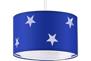 Weewooday 2 Tier Blue and White Lamp Shades Modern Cut Out Star Design Light Shade Ceiling for Table Pendant Lights, Bedroom Decor, Ceiling Lamp Shades for Living Rooms, Hallways, Diameter 25cm