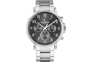 Tommy Hilfiger Męski zegarek kwarcowy z wieloma tarczami Danielmit skórzany pasek, srebro, Einheitsgröße, bransoletka