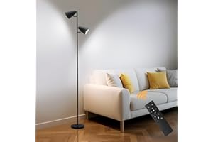 AManLife lampadaire sur pied salon, 160CM lampadaire tout métal, 18W 2000LM 3 couleurs 5 luminosités lampe salon, lampe sur pied adapté au salon, chambre, bureau(ampoule et télécommande incluses)