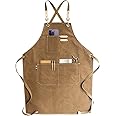 carrotez Chef Apron, Waterdrop Resistant Cotton Canvas Cross Back Adjustable Apron, M-XXL