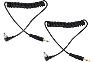 Akozon Cable de Sincronización de PC Flash Universal de 2 Piezas de 3,5 Mm a Macho Cordón Enrollado con Bloqueo de Tornillo para Cámaras Digitales