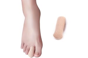 Bargain Wells 1X Soft Silicone Gel-Lined Toe & Finger Cap – Closed-End Fabric Sleeve for Corns, Blisters, Friction & Pressure Relief – (Medium (2 x 6cm)) – Cut to Fit