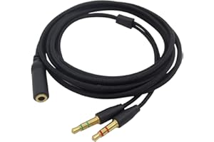 Xingsiyue Verlängerungs Kabel 2-in-1 Audio Cablel Kompatibel für Razer Kraken 7.1 V2 Headset - 3.5 mm Buchse auf 2 Dual 3.5 mm Stecker