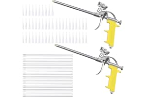 YGCQFH Foam Gun, Professional Spray Foam Dispensing Guns, 2 Pcs Metal Material Expanding Foam Gun, Spray Foam Gun, Apply Gun for Caulking, Filling, Sealing, 50 Pcs Conical Nozzle Tubes & 10 Extension Tubes