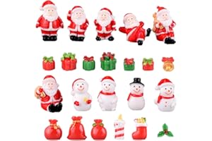 ‎AMOSFUN Amosfun 23-teiliges Weihnachts-Miniaturset zum Basteln, darunter Weihnachtsmann, Schneemann, Rentier und mehr; perfekt Weihnachtsdekoration, Mikrolandschaft und Puppenhauszubehör（Zufälliger Abschnitt）