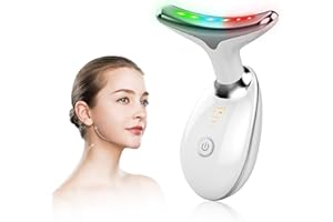 Massaggiatore Viso Lifting Antirughe Elettrico,DOCOCO Dispositivo di Bellezza con 3 Modi LED a 45°C con Microcorrente per Rughe, Massaggio Viso EMS Gua Sha per Viso e Collo