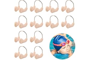 Hugfads Ensemble de 12 Pinces,Nez en Silicone pour Natation, Confortables et Étanches, Idéales pour la Natation et Les Sports Aquatiques, Couleur Beige