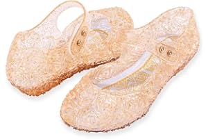 FUNCOO PLUS Girls Jelly Shoes Mary Jane Dance Party Shoes Toddler Girls Frozen Elsa Princess Dress Up Flats Snow Queens Casplay Glitter Sandals
