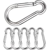Gentpovth 6 Piece Carabiners, 8 x 80 mm Closed Spring Buckle, Galvanized Workmanship, Safe Load Capacity 250 kg, Key Chains,