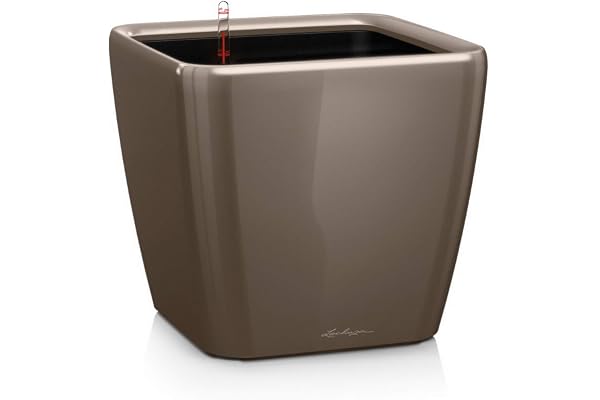 Lechuza – Pot de Fleurs d'Interieur – Premium Quadro Ls – Réserve d'Eau Intégrée – Coloris Taupe – 50 x 50 x 47 cm