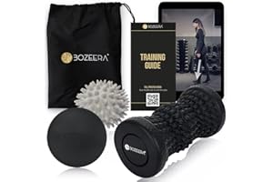 BOZEERA | Rullo Massaggio Piedi Set | 1x Rullo per Piedi, 1x Palline Massaggio, 1x Lacrosse Ball Massaggio | Per Gambe, Schiena, Piedi | Pallina Massaggio Piedi Set Incl. Video, Poster e Borsa