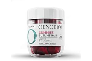 OENOBIOL GUMMIES Sublime hair - Favorise la croissance, Redonne du volume - Programme 1 mois - 60 Gummies - Arôme naturel cerise - Complément Alimentaire - Sans sucre - Vegan - Made in France