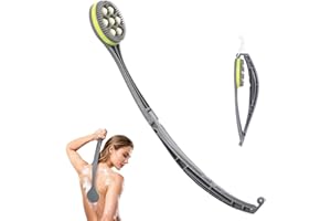 FANWER Spazzola Schiena Doccia a Manico Lungo 53CM | Body Brushing con testine Massaggianti | La Sfera Rotante Aiuta a Distribuire Uniformemente la Crema Detergente