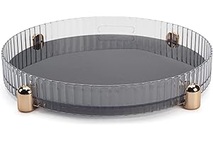 CESTATIVO Obrotowy organizer do makijażu, obracający się o 360°, organizer na kosmetyki, organizer na toaletkę, blat łazienkowy, przezroczysty