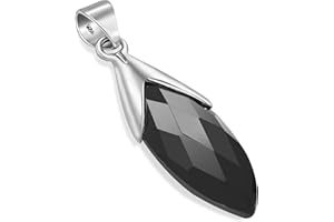 Unique Gems Damen Kettenanhänger echter schwarzer Onyx Tropfen 8.6 Karat 925 Sterling Silber Silberanhänger Art Nouveau Juweliers- Qualität
