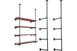 LINKPIPES Industrielles Rohrregal, Regalhalterungen DIY Open Book Regal für Büroraum Küche Wandregale(2Pcs 4Tier,57.5" hoch,11" tief, nur Hardware)