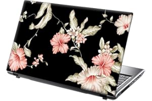 15.6 INCH TAYLORHE SKINS TaylorHe 13-14 inch Laptop Skin Vinyl Decal MADE IN ENGLAND Elegant Pink Flowers on Black Floral Pattern