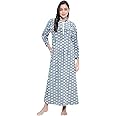 CIERGE Women's Woollen Dot Pattern Full-Length Maxi Nighty (Grey Free Size)