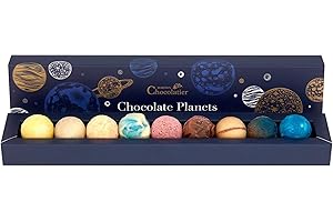 Martin’s Chocolatier Chocolate Planets - Belgian Truffle Gift Set, 9 Pieces Milk White Assorted Flavours Space Theme, 107g