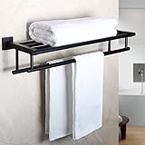 Alise GZ8000-B Bathroom Lavatory Towel Rack Towel Shelf with Two Towel Bars Wall Mount Holder,SUS 304 Stainless Steel Matte Black