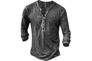 NEMXCE Hemd Herren Vintage Henley Shirt Kurzarm/Langarm T Shirt V Ausschnitt Slim Fit T-Shirt