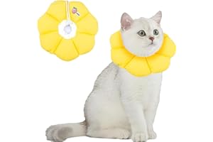 HOPTON Halskrause Katze, Einstellbar wasserdichte Katzenkragen, Weich Sonnenblume Leckschutz Katze, Halskragen Katzen für Klein Hund Nach Operation Schutzkragen (Gelb, S)