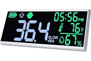GAIN EXPRESS Sonometre Mural 130dB avec Écran LCD de 13", Alertes Codées par Couleur, Capteurs de Température et d'Humidité, Fonction Alarme, Sonometre pour Usage Domestique, en Classe ou Industriel
