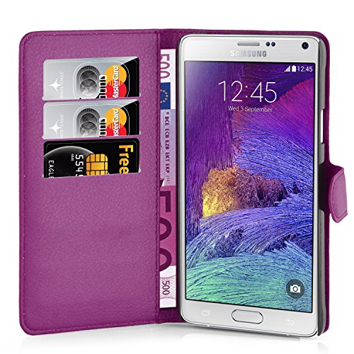 Cadorabo – Book Style Hülle für Samsung Galaxy NOTE 4 – Case Cover Schutzhülle Etui Tasche mit Standfunktion und Kartenfach in MANGAN-VIOLETT - 2