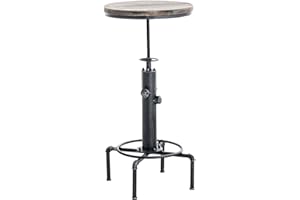 ‎CLP CLP Stehtisch Lumos Mit Robustem Metallgestell Und Einer Holz-Tischplatte I Höhenverstellbarer, Runder Bartisch Im Industrial-Design, Farbe:antik Silber