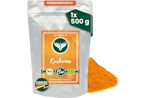 ‎AZAFRAN Azafran BIO Kurkuma Pulver, Kurkumawurzel fein gemahlen, Kurkumapulver als Gewürz oder für Curcuma Tee/Milch 500g