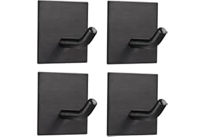 FOMANSH Lot de 4 crochets adhésifs robustes en acier inoxydable pour cuisine, salle de bain, porte de maison, serviette, manteau, clés, peignoir, lot de 4