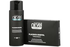 Nirvel Pack de 10 ampoules de contrôle de chute des cheveux à base de placenta végétal et shampooing de 250 ml.