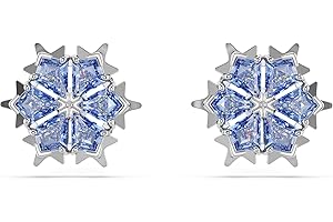 Swarovski Magic Evolution Colección pendientes de botón, copo de nieve, chapado en rodio